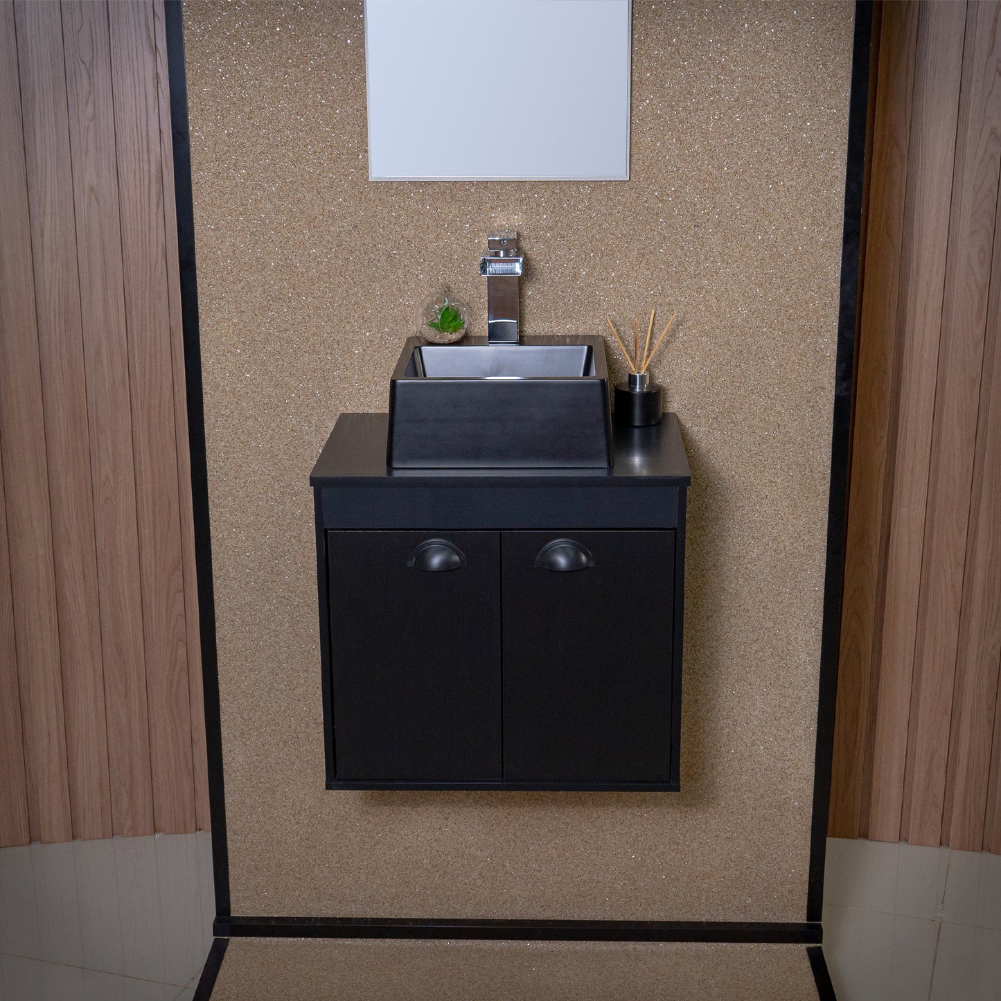 Gabinete para banheiro - Pompeia Preto 50cm