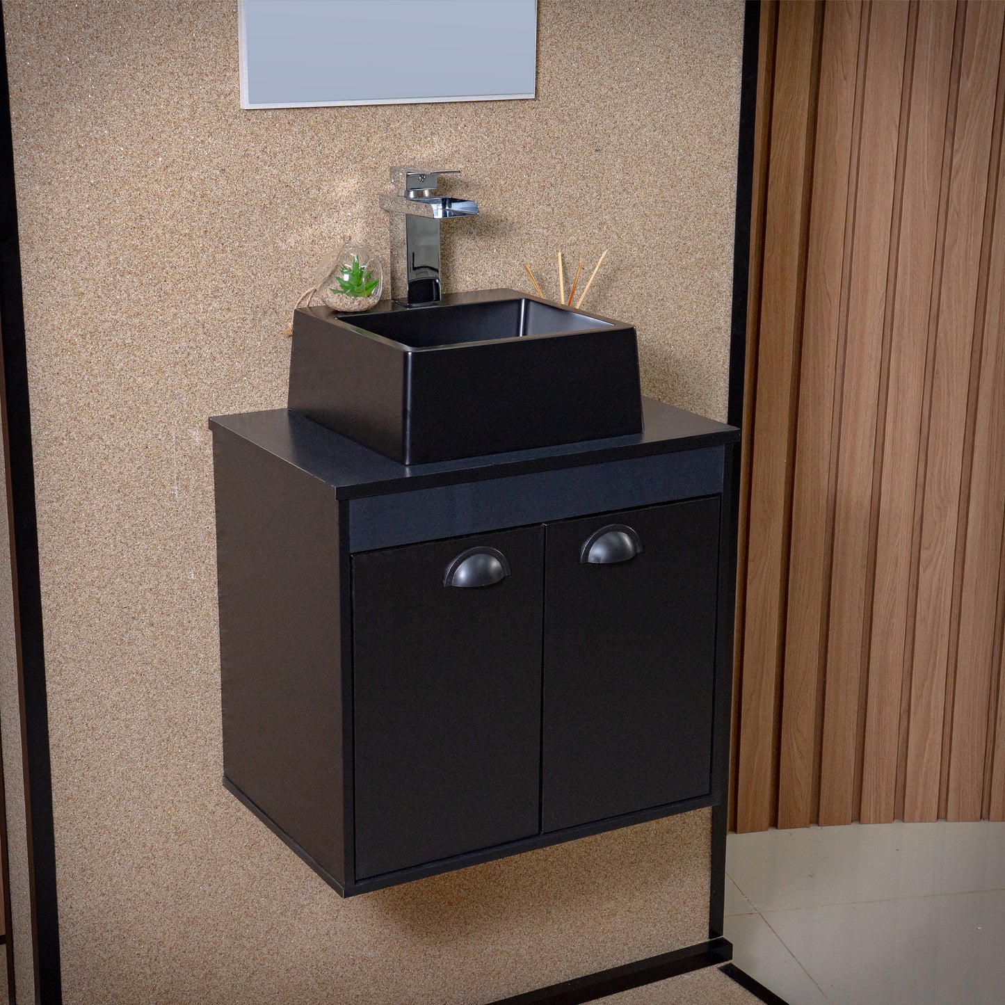 Gabinete para banheiro - Pompeia Preto 50cm