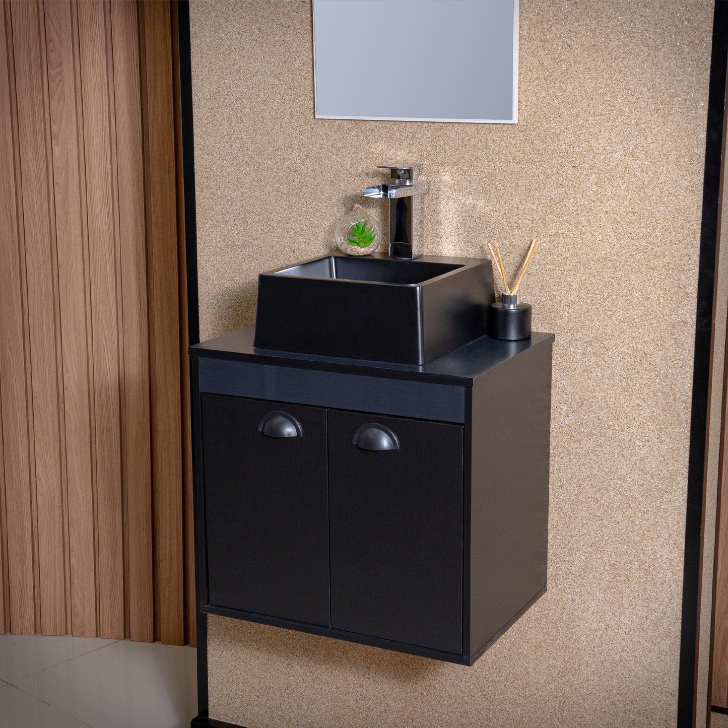 Gabinete para banheiro - Pompeia Preto 50cm