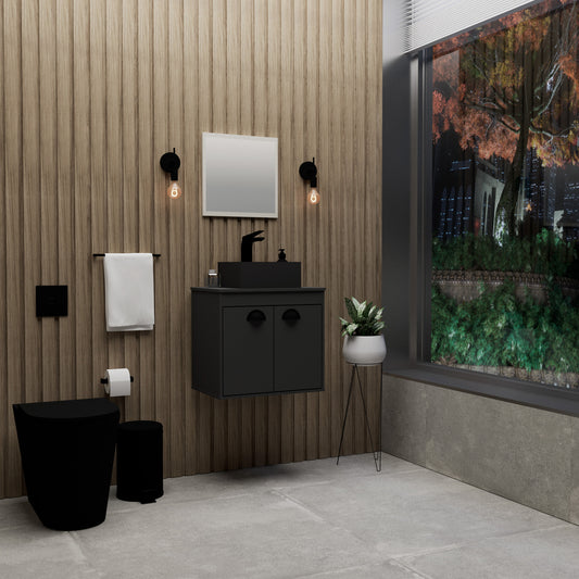 Gabinete para banheiro - Pompeia Preto 50cm