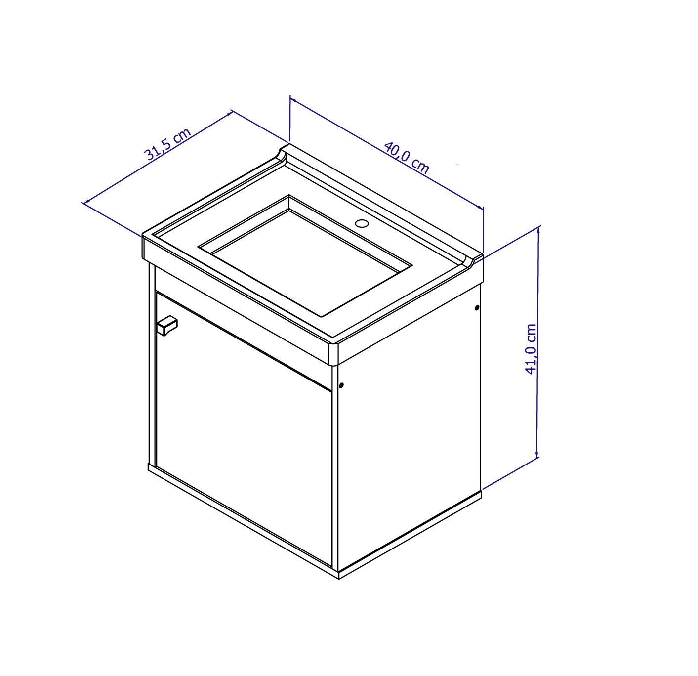 Gabinete para banheiro - Veneto Branco 40cm