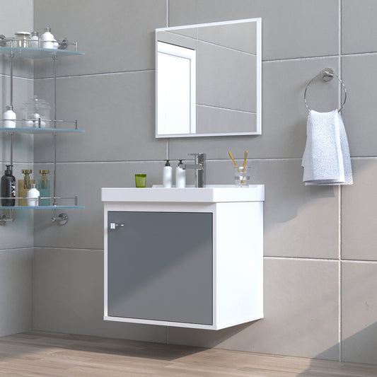 Kit Gabinete para Banheiro + Espelheira - Veneto Gianduia 40cm