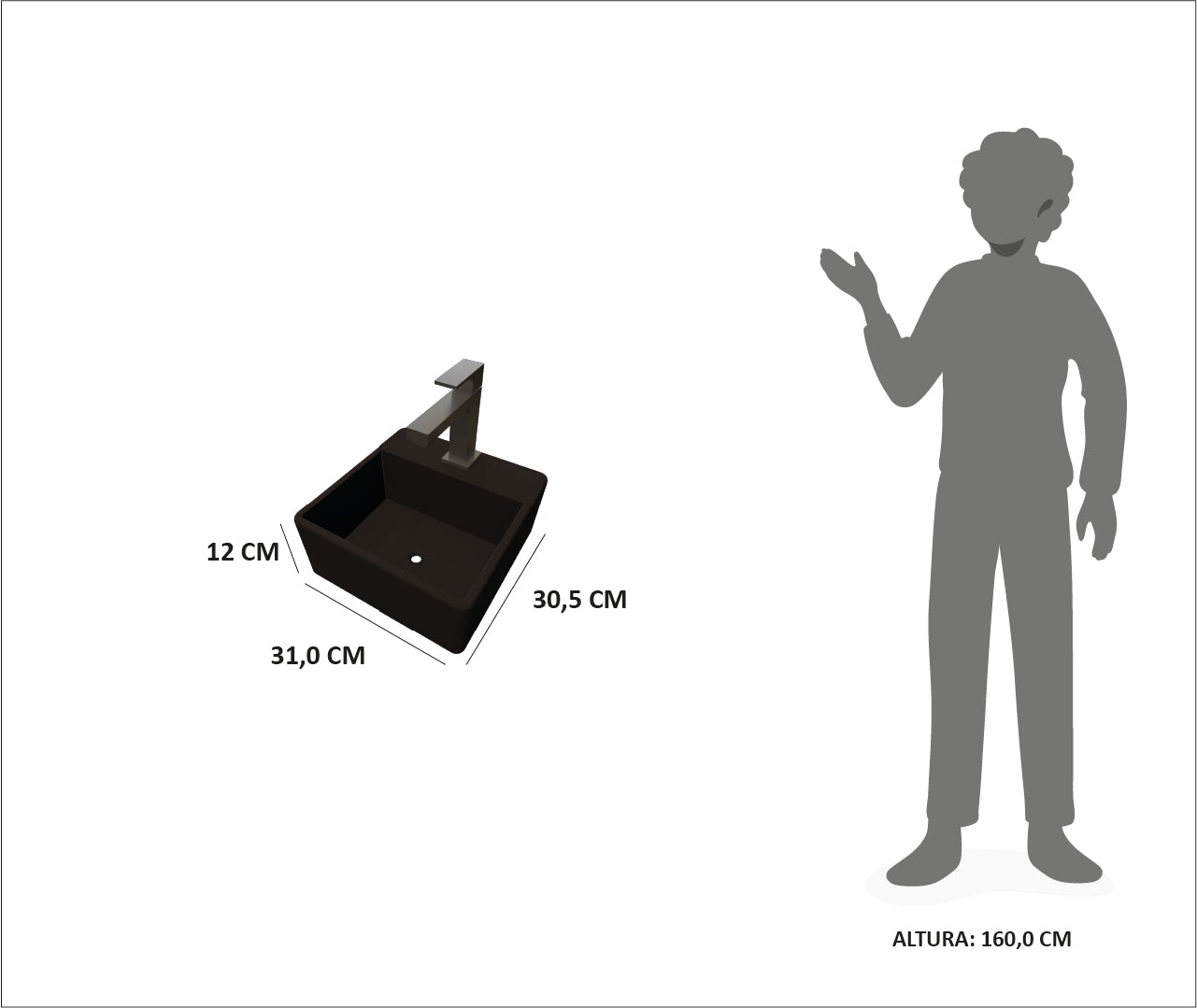 Gabinete para banheiro - Latina Preto 50cm