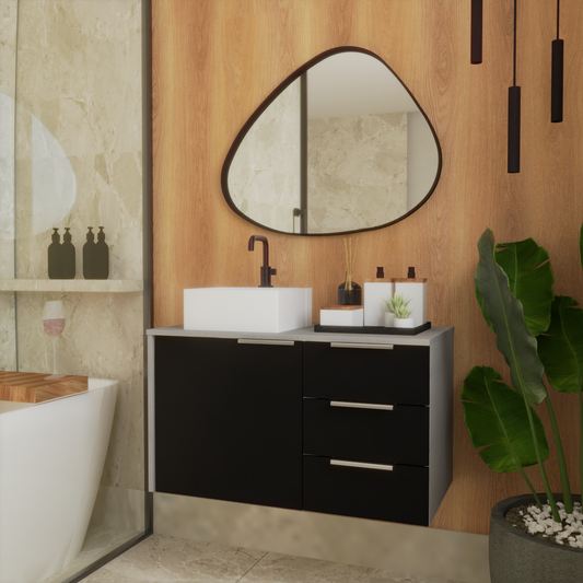 Gabinete para banheiro - Firenze 60 Lineo/Preto 60cm
