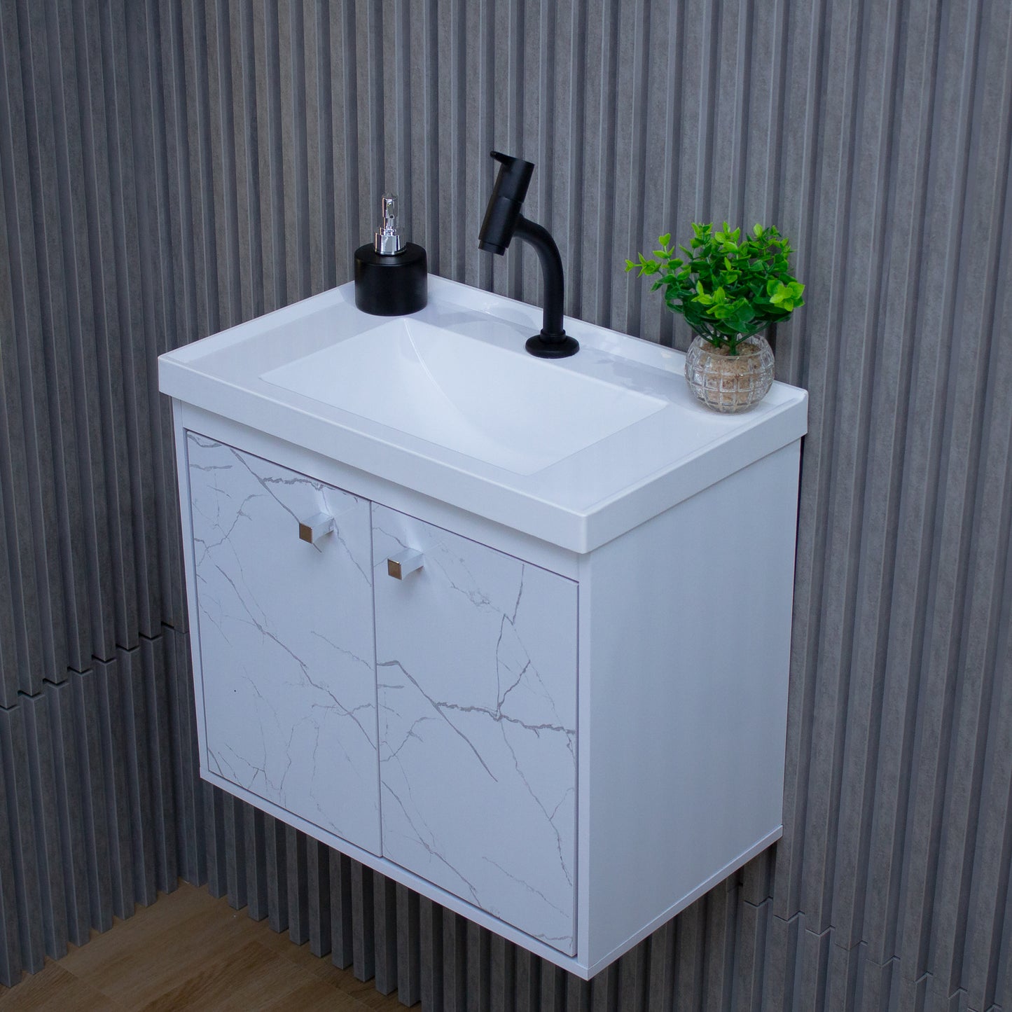 Kit Gabinete para Banheiro + Espelheira - Bergamo Branco