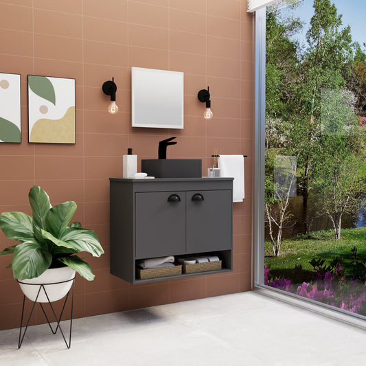 Gabinete para banheiro - Latina Preto 50cm