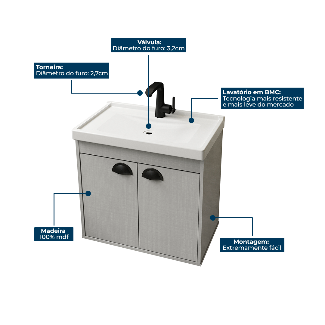 Gabinete para banheiro - Siena Munique 50cm