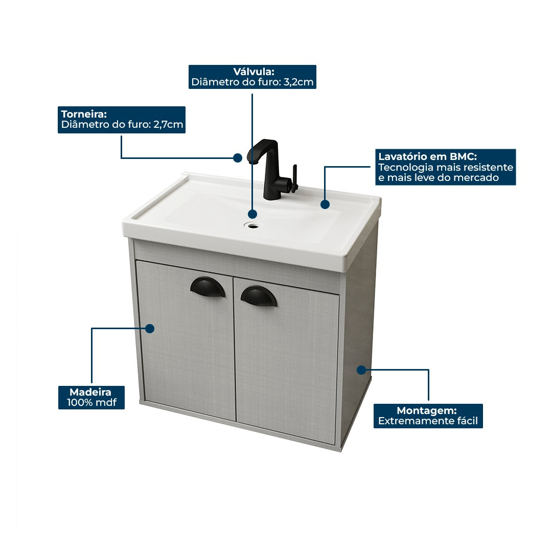 Gabinete para banheiro - Siena Lineo 50cm