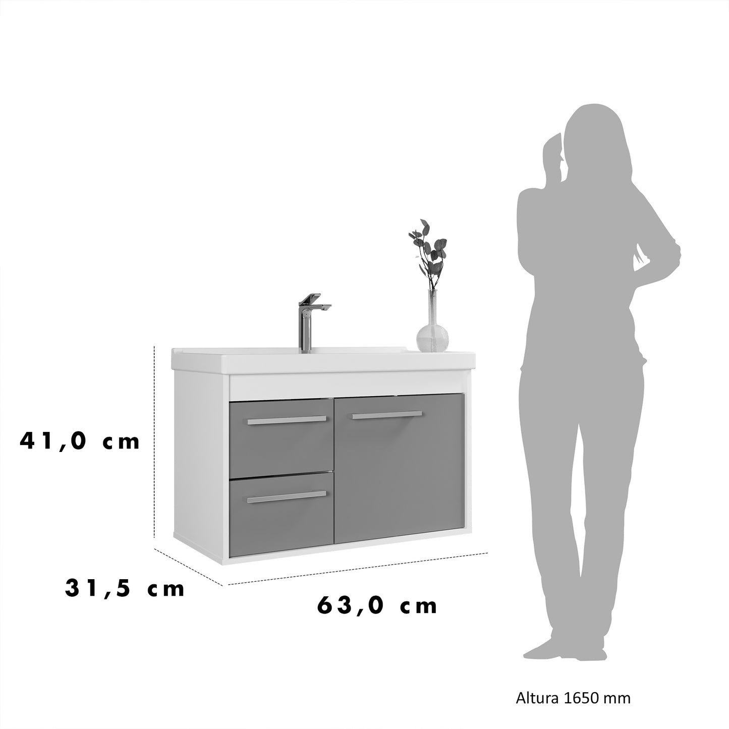 Gabinete para banheiro - Potenza Branco 60cm