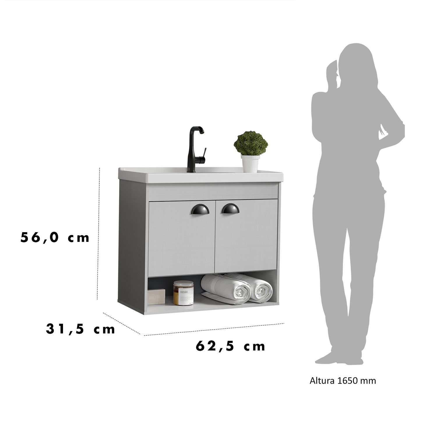 Gabinete para banheiro - Crotone Lineo 60cm