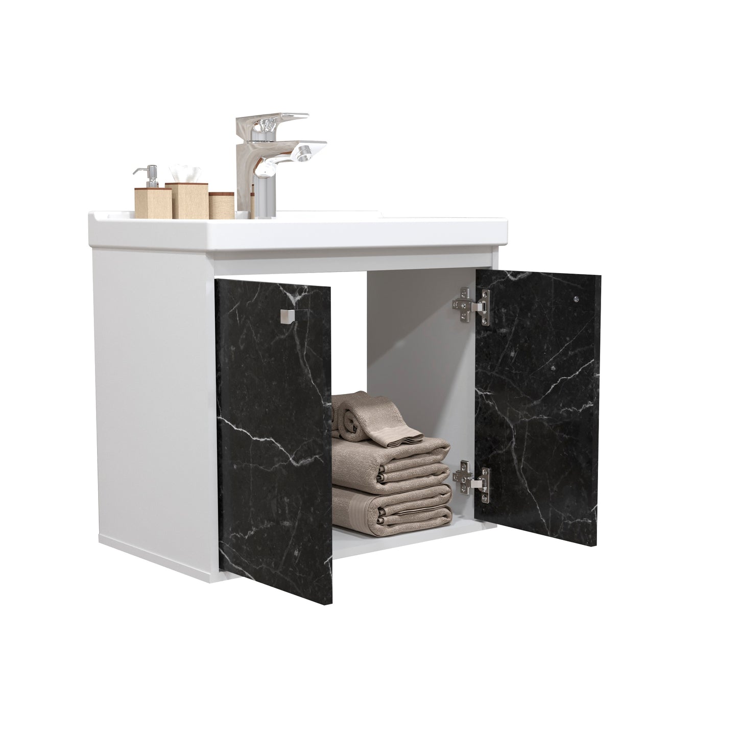 Kit Gabinete para Banheiro + Espelheira - Bergamo Preto