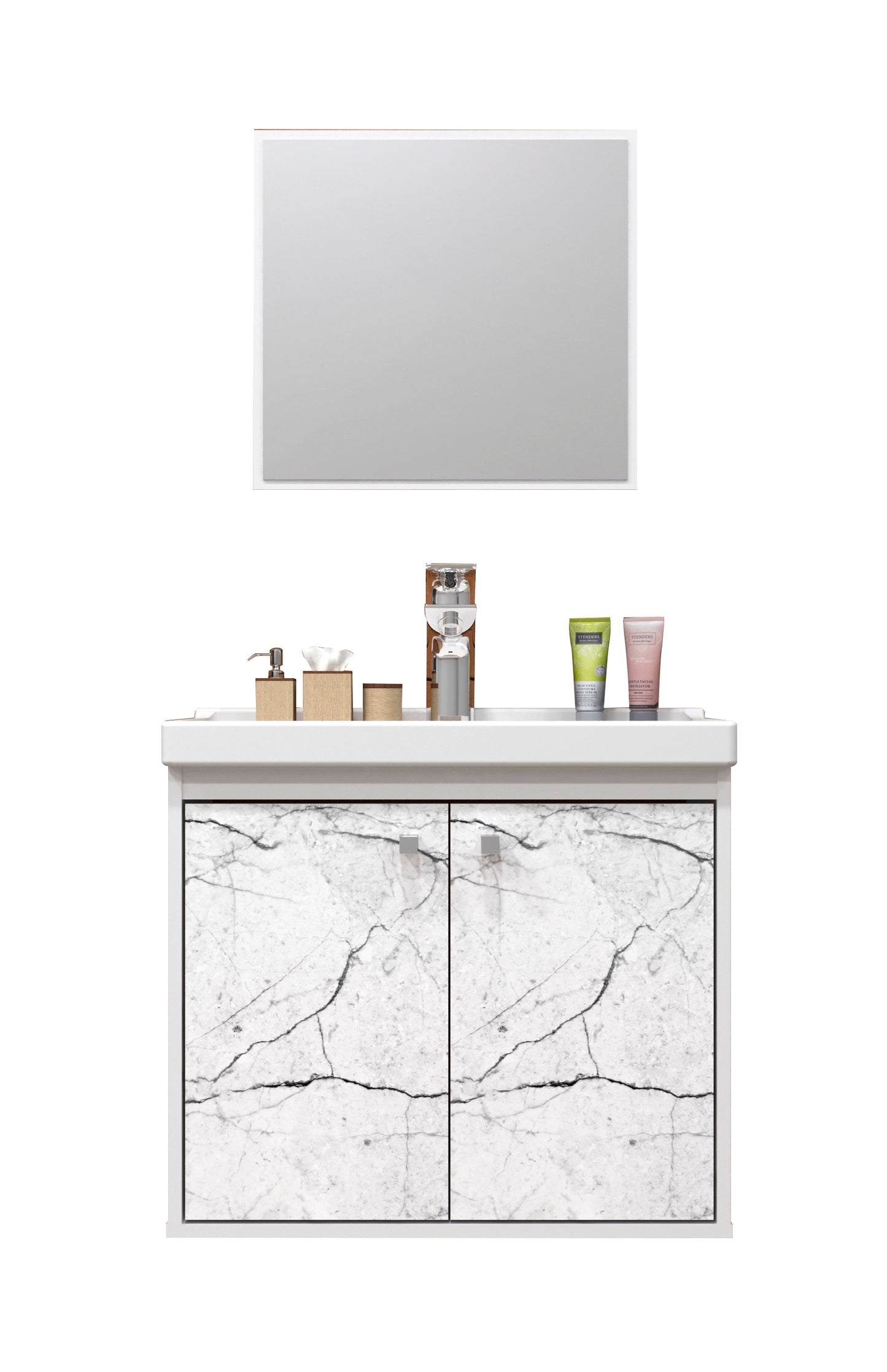 Kit Gabinete para Banheiro + Espelheira - Bergamo Branco