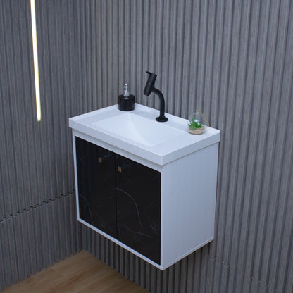 Kit Gabinete para Banheiro + Espelheira - Bergamo Preto