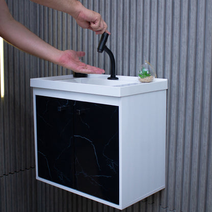Kit Gabinete para Banheiro + Espelheira - Bergamo Preto