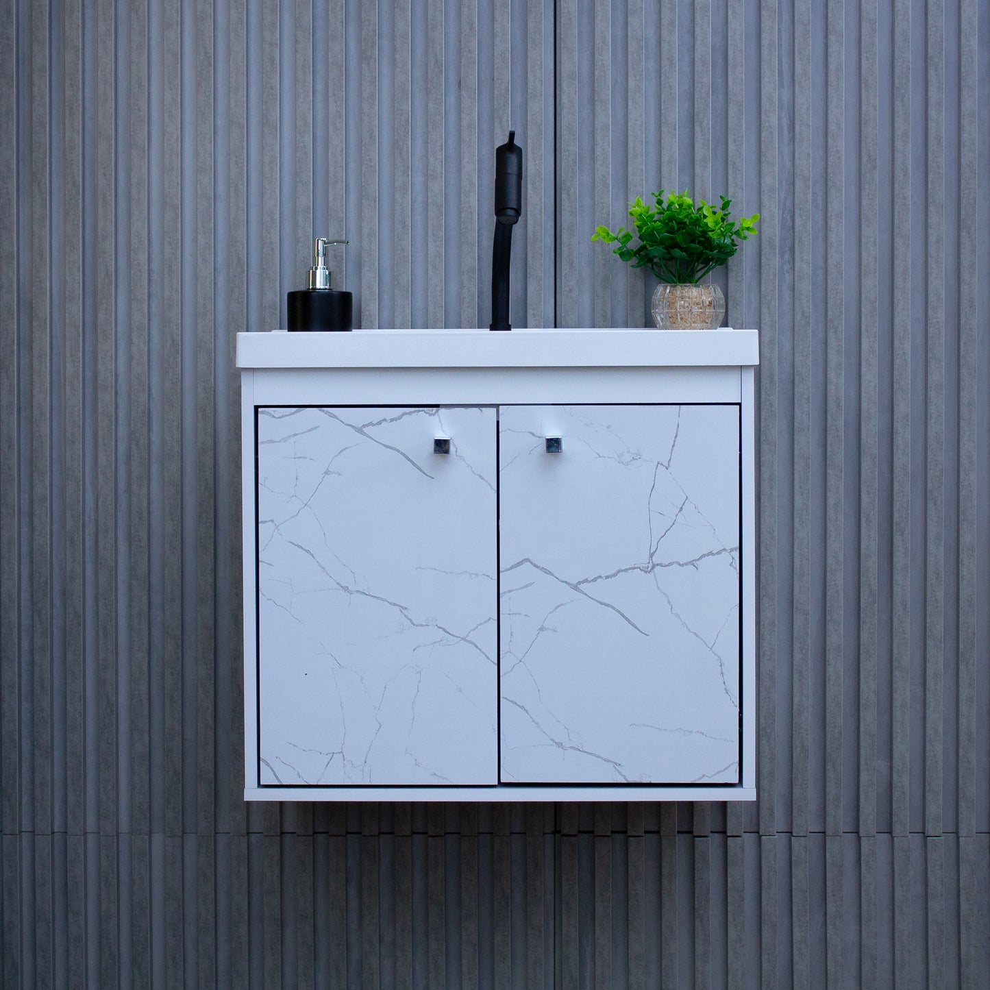 Kit Gabinete para Banheiro + Espelheira - Bergamo Branco