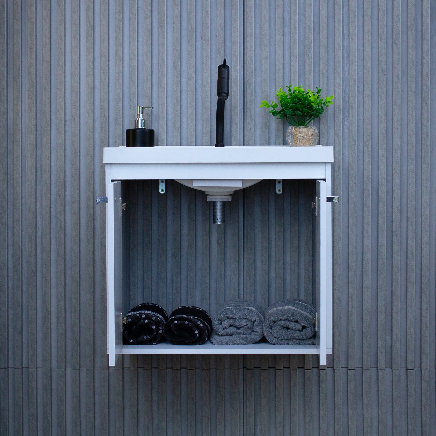 Kit Gabinete para Banheiro + Espelheira - Bergamo Branco