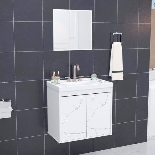Kit Gabinete para Banheiro + Espelheira - Bergamo Branco