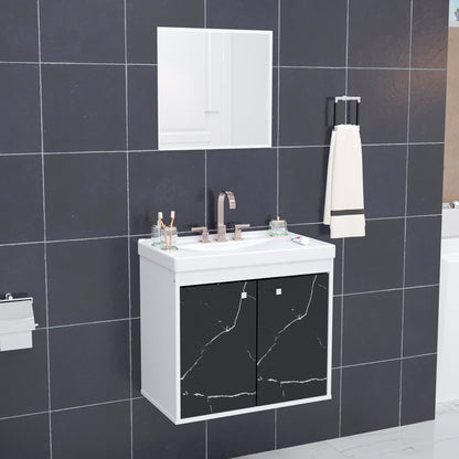 Kit Gabinete para Banheiro + Espelheira - Bergamo Preto