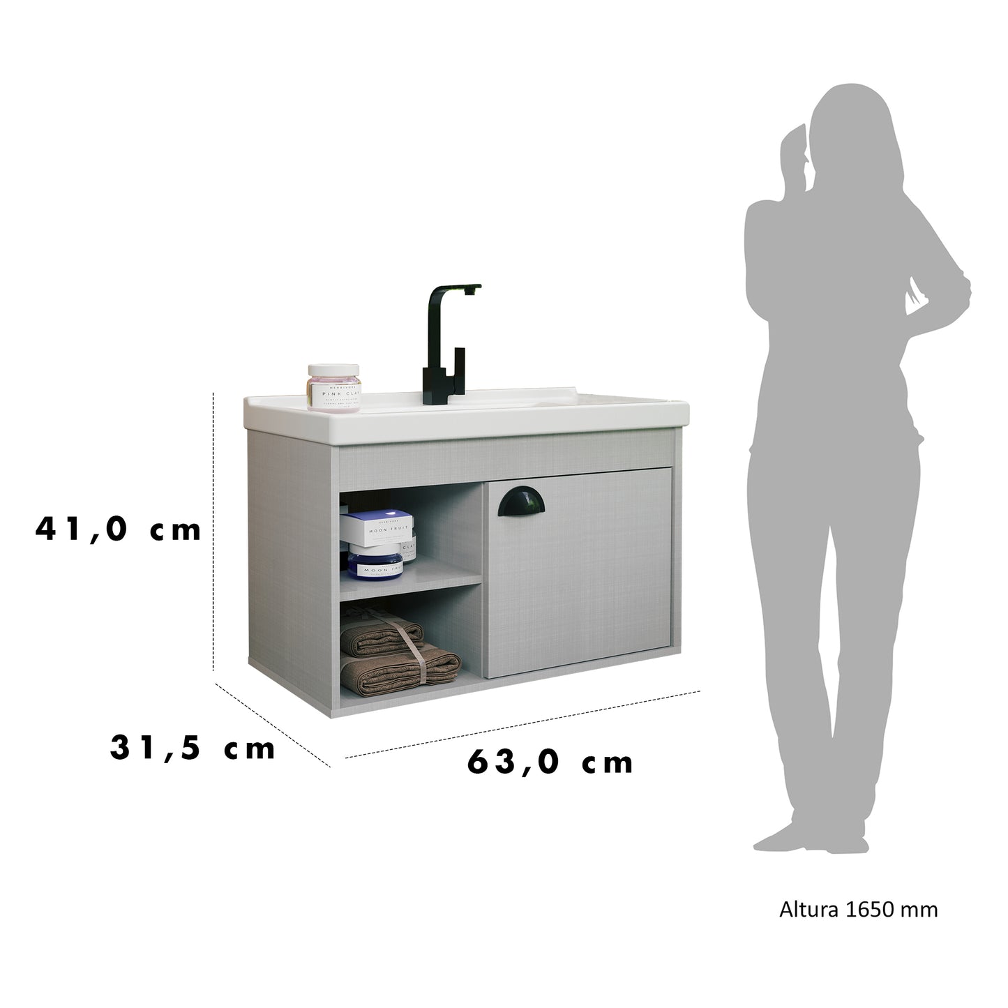 Gabinete para banheiro - Monza Lineo 60cm